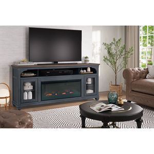 Bridgevine Home Americana supporto TV camino da 86 pollici con finitura blu velluto a coste per TV fino a 95 pollici - Product Image 1