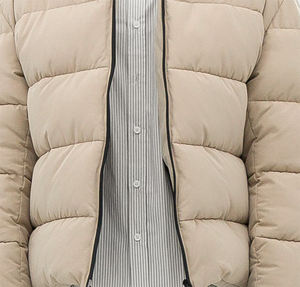 Compre una nueva chaqueta de plumón personalizada a la moda, abrigo cortavientos de invierno, chaqueta de plumón beige para hombre - Product Image 3