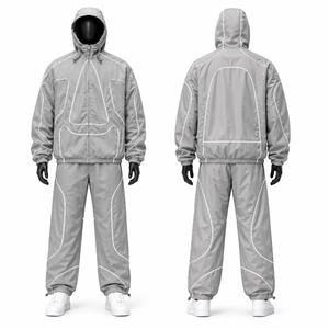 Conjunto Deportivo Personalizado, Chaqueta con Capucha Impermeable y Pantalones, 100% Poliéster, Directo de Fábrica OEM, Traje para Correr - Product Image 1