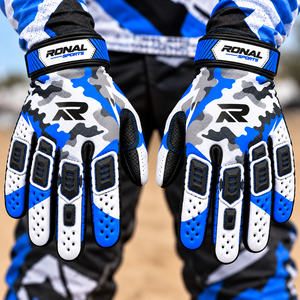 Ronal Sports Full <b>Finger</b> Racing Gloves Motocross Breathable PU Non-Slip Outdoor Unisex Sublimation Print Printed Sports - Product Image 3