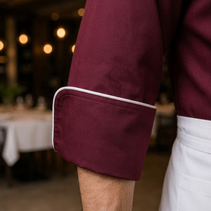 Conjunto de Uniforme de Chef Personalizado de 4 Piezas, Chaqueta de Chef de Poliéster y Algodón, Delantal, Pantalones y Gorro, Uniforme Repelente a Líquidos - Product Image 5