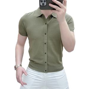 Novedad de verano, camisetas para hombre, Color sólido para Polo, 100% de algodón, manga corta, cuello vuelto, camisetas con cremallera, ropa de calle informal - Product Image 1