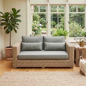 Sofá Saint Martinez con Estructura de Madera de Caoba, Ratán Kuboo, Cojines Gris Oscuro Ksvw, Cama de Día, Juego de Muebles de Patio Premium para Exteriores - Product Image 2