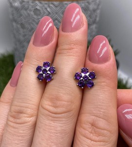 Natural Amethyst <b>Earrings</b> 925 Sterling <b>Silver</b> Gold Plated Handmade Fine Jewelry Women's Anniversary Gift - Product Image 5