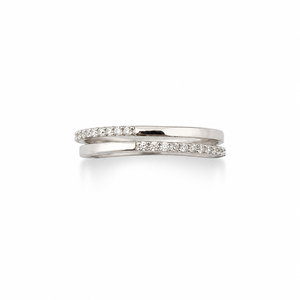 Bague double bande pour femme en argent sterling 925 avec zircon cubique pavé, design minimaliste empilable, finition polie, pour usage quotidien - Product Image 1