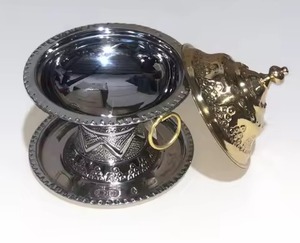 Premium Event Collection Metal Dates Bowl with <b>Lid</b> <b>Decorative</b> Snack Serving Dish for Party - Product Image 2