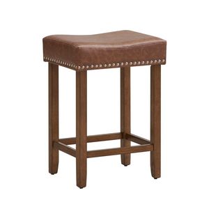 Set of 2 24-Inch Bar <b>Stools</b> Upholstered in PU <b>Leather</b> Comfortable & Stylish - Product Image 4