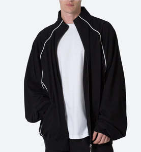 NESTA SPORTS เสื้อกันลมน้ำหนักเบาสำหรับผู้ชายไซส์พลัส ระบายอากาศได้ดี แต่งขอบตัดกัน แขนเสื้อแบบแร็กแลน ซิปหน้า โพลีเอสเตอร์ ทรงโอเวอร์ไซส์ - Product Image 1