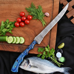 Cuchillos de filetear de acero de Damasco hechos a mano, hoja de acero con patrón premium, utensilios de cocina, agarre cómodo, diseño ligero para pescado - Product Image 2