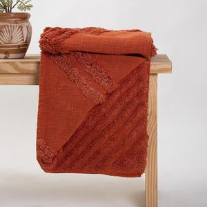 Luxury Collections of Hand Block Solid 100% <b>Wool</b> Throw Blanket Tuffted Winter Cotton Woven Sofa Cover Plain Style - Product Image 5