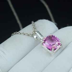 Pendentif en Kunzite rose taille coussin, en argent sterling 925, pierre précieuse naturelle, collier, cadeau de mariage ou de Noël - Product Image 6