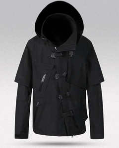 Chaqueta Impermeable Cyberpunk Techwear para Hombre, Estilo Urbano, Táctica, Funcional, Cortavientos, Hip Hop, Utilitaria, con Capucha - Product Image 1