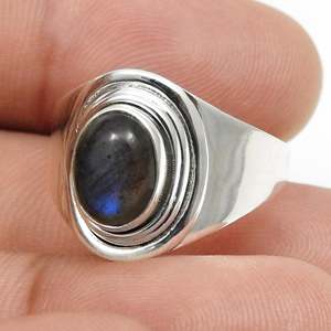 Oval Cut Natural Labradorite Gemstone <b>Ring</b> <b>Crafted</b> From 925 Solid Sterling Silver Fine Bezel Set Gemstone Handmade Boho <b>Ring</b> - Product Image 2