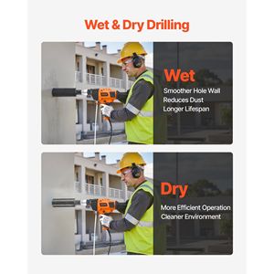 Trapano carotatore diamantato portatile a umido/a secco, diametro di foratura 0,8-6,3 pollici, con 4 punte per muratura e cemento - Product Image 4