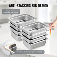 1/2 Ukuran 4 Inci Wadah Steam Table Stainless Steel Dengan Tutup Anti Macet Untuk Penyimpanan Katering Komersial