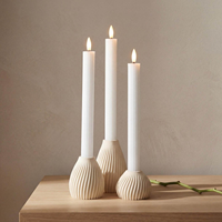 Ensemble de 3 porte-bougies coniques en bois texturé beige, style nordique minimaliste, faits à la main, pour la décoration de la maison, centre de table, lanternes