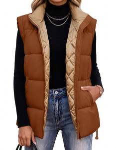Gilet matelassé sans manches pour femme, en coton rembourré, avec fermeture éclair, pour l'automne et l'hiver, col montant - Product Image 5