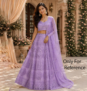 Lehenga Choli de créateur en Georgette, noir, avec broderie à sequins, réversible, séchage rapide, pour mariage, Diwali et fêtes - Product Image 1