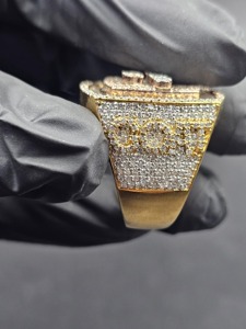 Hip Hop Moissanite Square Baguette Pave Statement <b>Ring</b> 14K Gold Plated <b>925</b> <b>Silver</b> Bling Jewelry for Men and Women - Product Image 3