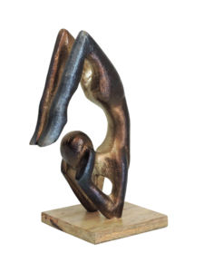 Escultura Moderna Abstracta de Yoga en Aluminio - Estatua Metálica de Acrobata Hecha a Mano sobre Base de Madera, Figura Decorativa para el Hogar - Product Image 3