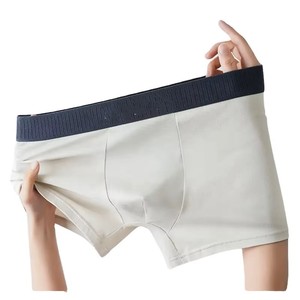 Calzoncillos bóxer para hombre, de color liso, tiro medio, 100% algodón, de punto, de secado rápido, transpirables, ropa interior informal, con logo personalizado - Product Image 1