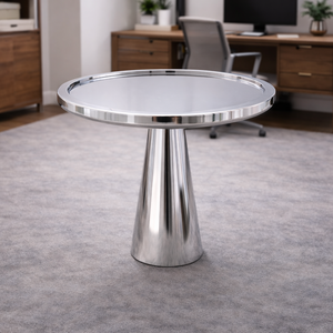 Mesa de Centro Moderna y Duradera de Acero Inoxidable con Base de Pedestal y Superficie de Metal Pulido, Decoración de Lujo Contemporánea para Sala de Estar, Metal Drake - Product Image 4