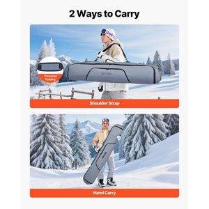600D Waterproof Oxford Fabric Snowboard Bag for Air Travel Adjustabl Padded <b>Skis</b> Snowboards Bag up to 65 In/165 cm - Product Image 4