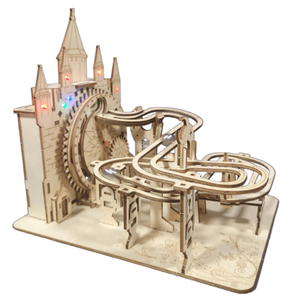 Puzzle 3D in Legno Elettrico Fatto a Mano, Kit Modello Pista per Biglie, Rompicapo Fai-da-Te, Regalo di Natale Senza Batteria - Product Image 1