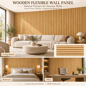 Wooden Flexible <b>Wall</b> Panel Engineered <b>Wood</b> Veneer Unfinished Fluted Design for Interior <b>Walls</b> <b>Decoration</b> Wooden <b>Wall</b> Panel - Product Image 4