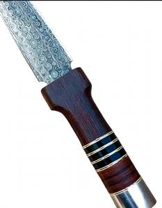 มีดอเนกประสงค์เหล็กดามัสกัสทำมือพร้อมด้ามไม้และเรซิ่น - Product Image 3