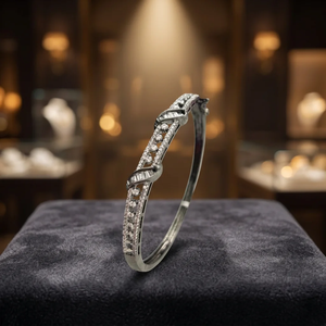 Luxury Brass Silver Plated CZ Diamond <b>Bangle</b> <b>Bracelet</b> For Women Trendy Micro Pave Zircon Elegant Bridal Jewelry Gift - Product Image 2