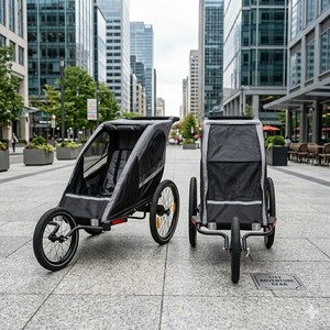 Remolque de Bicicleta 3 en 1 TC-2024S con Diseño Ligero y Marco de Aluminio, Silla de Paseo para Correr, Suspensión Independiente, Asiento Individual para Bebé - Product Image 1