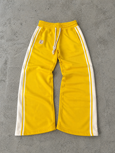 Pantalon de survêtement large pour homme personnalisé, avec bande latérale contrastante, en molleton orange, coupe ample, style streetwear, pour le sport, vente en gros - Product Image 3
