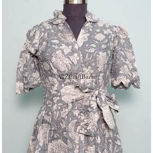 Robe midi en coton doux et respirant pour femmes, imprimé floral, designs élégants, poches, idéale pour les fêtes en plein air et les occasions spéciales - Product Image 4