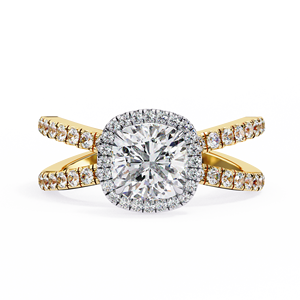 Bague de luxe en or massif 14 carats avec diamant de laboratoire taille coussin de 1,5 carat à tige fendue, idéale pour fiançailles, mariage et anniversaire - Product Image 1