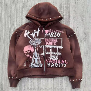 Sweat-shirt à capuche ample pour homme, effet délavé, avec tissu résistant, doublure intérieure douce et style streetwear, grande taille - Product Image 1