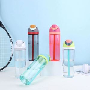 Vaso de Plástico Transparente de 750 ml con Pajita, Botella de Agua Deportiva de Gran Capacidad para Exteriores con Dos Boquillas para Beber - Product Image 1