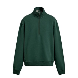 Men's Women's Oversized Half Zip Pullover Mock Neck Plain Cotton Streetwear Casual Top - Product Image 1