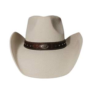 Chapeau Fedora Western classique en feutre de laine blanc à large bord avec ceinture en cuir cloutée - Product Image 2