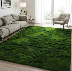 Alfombra de lana verde oscuro, hecha a mano, con diseño nuevo, de alta calidad, ecológica, para sala de estar, habitaciones infantiles, hoteles y oficinas. - Product Image 1