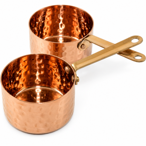 Tasses à mesurer en cuivre martelé avec poignée en acier inoxydable, outils de mesure pour cuisine et restaurant - Product Image 1