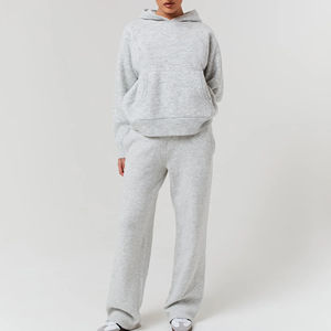 Survêtement à capuche pour femme, coupe classique, taille personnalisée, de haute qualité, motif uni, 100% coton respirant, décontracté et long - Product Image 1