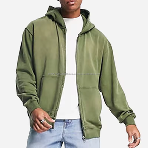 Sweat à capuche délavé au soleil Streetwear French Terry Blank Sweat à capuche délavé à l'acide pour hommes Sweat à capuche zippé personnalisé - Product Image 1