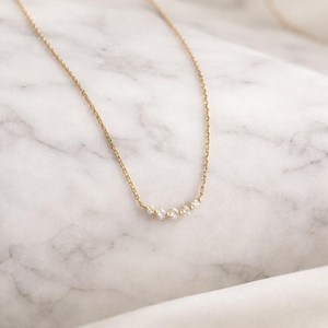 สร้อยคอเพชรคลัสเตอร์เจ็ดเม็ดทอง 14K/18K เพชรทรงกลมเพาะเลี้ยงในห้องปฏิบัติการ สร้อยคอแต่งงานเงินแท้ 925 สร้อยคอเรียบหรูมินิมอล - Product Image 3