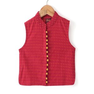 Veste traditionnelle indienne jaune et rouge pour garçons avec Kurta à manches longues et pyjama en polyester uni, vêtements cousus - Product Image 4