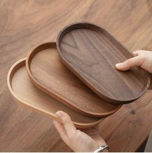 Wood Crafts Acacia Polished Eco-Friendly Customized Serving Ottoman Tray Handles Tabletop Coffee Table Breakfast Buddhist Theme - Product Image 1