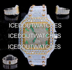 Montre carrée, 10 bars de résistance à l'eau, mouvement à quartz, boîtier en acier inoxydable, cadran en verre, bracelet en moissanite, fermoir pour homme - Product Image 2