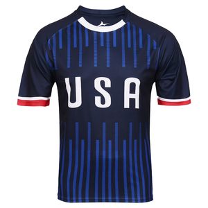 Camiseta de Fútbol de Manga Corta para Hombre, Cuello Redondo, Rayas Sublimadas, Poliéster que Absorbe la Humedad, Ropa Deportiva para Adultos - Product Image 6