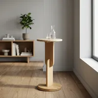 Table basse minimaliste Traven Tine avec plateau en marbre et structure en bois, faite à la main, meubles modernes pour salon