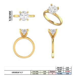 Bague de fiançailles solitaire à 6 griffes en diamant de laboratoire CVD rond certifié IGI F VS1, en or massif 14 carats plaqué rhodium, style classique - Product Image 4